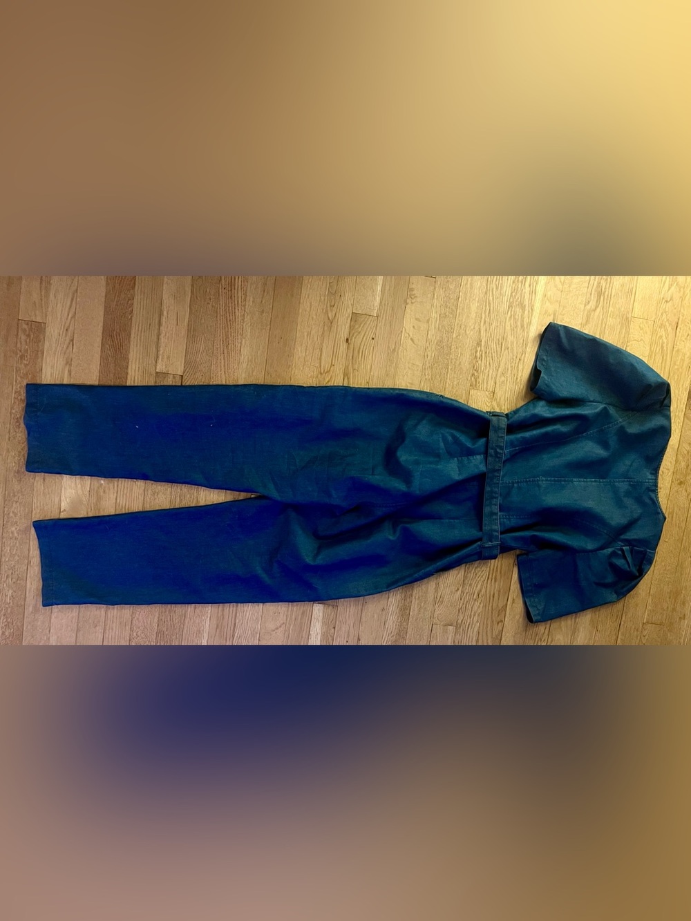 Denim belted button-down Jumpsuit by FashionHouse. Sz Lg - Picture 5 of 5